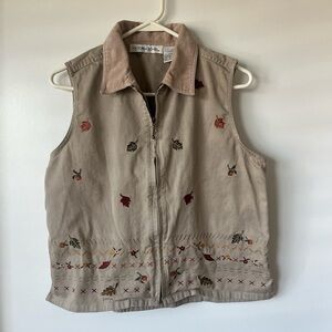 (SOLD) Vintage Embroidered Vest with Autumn Accents